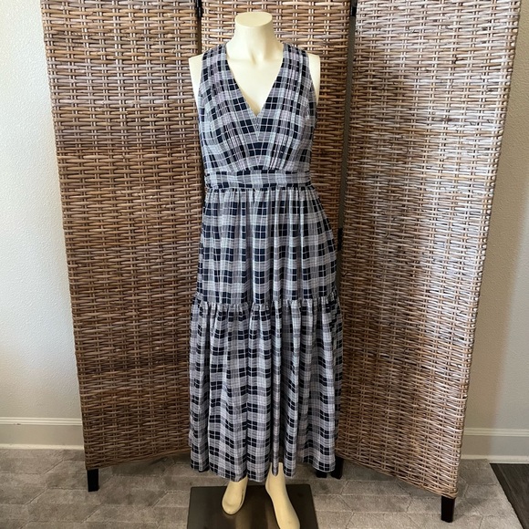 Club Monaco Crossback Midi Dress in Rose Plaid Size 2 NWT - Picture 10 of 13